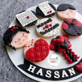 سینی کوکی سالگرد ازدواج تم مشکی و قرمز