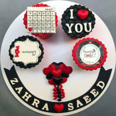 سینی کاپ کیک سالگرد/ماهگرد تم مشکی و قرمز